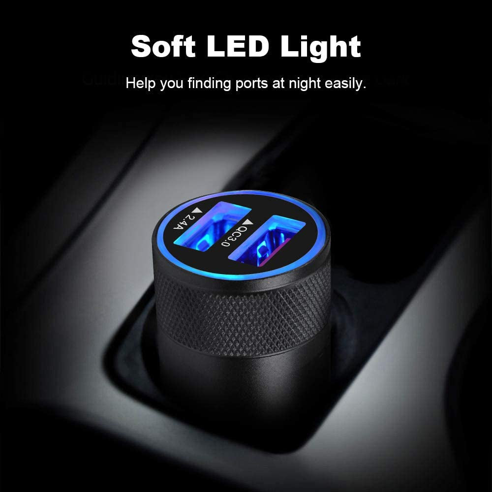 Fast Car Charger, Quick Charging 5.4A/30W Phone USB Car Charger Adapter Rapid Plug 2 Port Cigarette Lighter Charger Flush Compatible Samsung, Tablet, Iphone, Ipad, LG