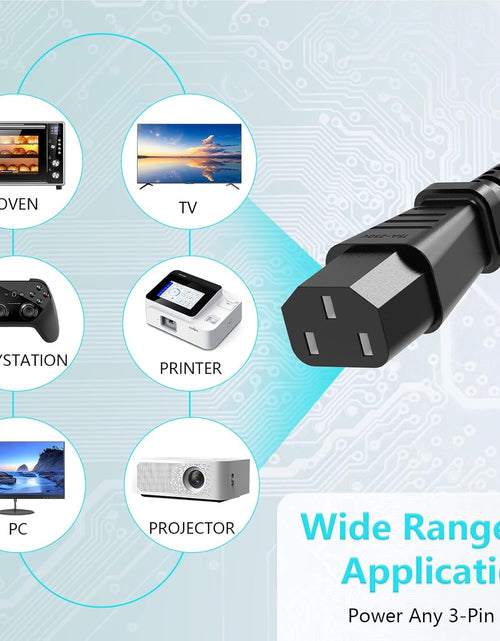 Load image into Gallery viewer, 3 Prong AC Power Cord Cable Replacement for Electronics, TV, Computer, Printer, Radio, Monitor, Samsung, Dell, Vizio, LG, Asus, Laptop and More (10FT)
