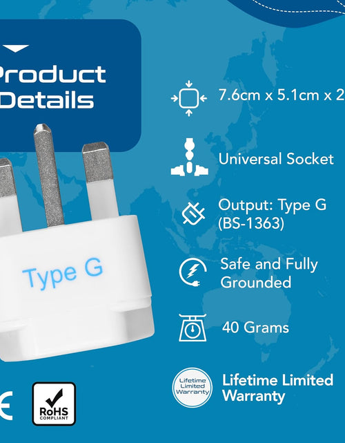 Load image into Gallery viewer, UK, Hong Kong, Ireland, UAE Travel Plug Adapter (Type G) - 3 Pack [Grounded &amp; Universal] (GP-7-3PK)
