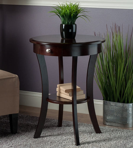 Wood Sasha Accent Table, Cappuccino(Color May Slightly Vary)