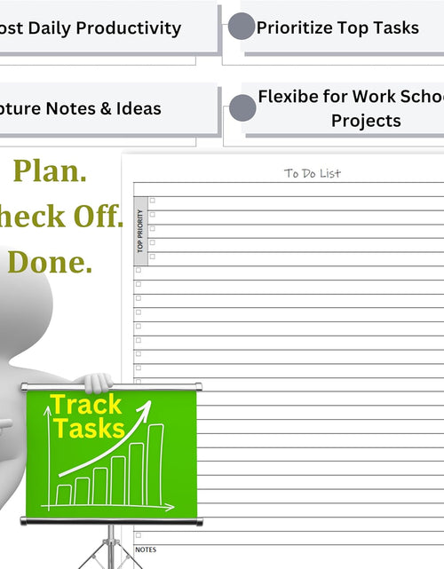 Load image into Gallery viewer, TO DO List Planner Notepad, 50 Page Planning Pad. Undated Todo Checklist W/Priority &amp; Note Sections. Organize &amp; Track Projects, Clients or Daily Tasks. 8.5 X 11, A4 Sheets.
