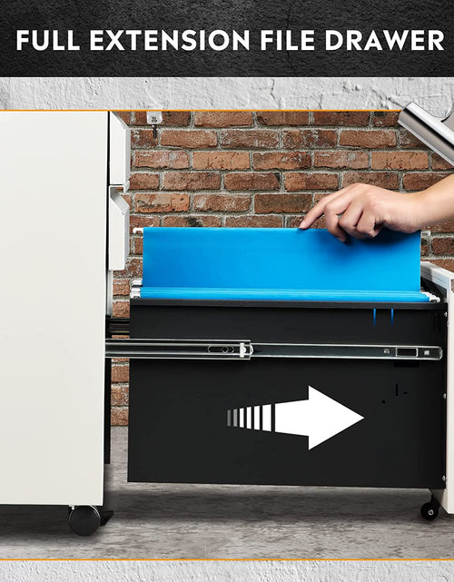 Load image into Gallery viewer, 3 Drawer Mobile File Cabinet under Desk Office, Fully Assembled except Casters, Letter/Legal Size, White
