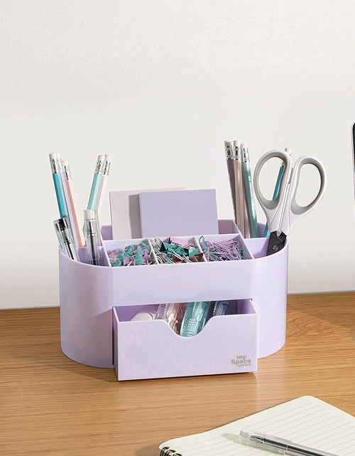 Load image into Gallery viewer, Acrylic Desk Organizer for Office Supplies and Accessories Pen Holder Office Organization Desktop Organizer for Room College Dorm Home School, Light Purple (White Lavender)
