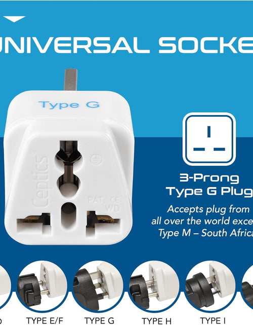 Load image into Gallery viewer, UK, Hong Kong, Ireland, UAE Travel Plug Adapter (Type G) - 3 Pack [Grounded &amp; Universal] (GP-7-3PK)
