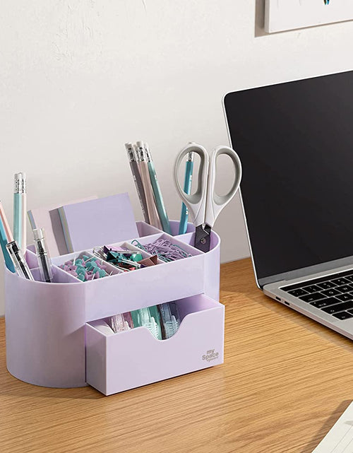 Load image into Gallery viewer, Acrylic Desk Organizer for Office Supplies and Accessories Pen Holder Office Organization Desktop Organizer for Room College Dorm Home School, Light Purple (White Lavender)
